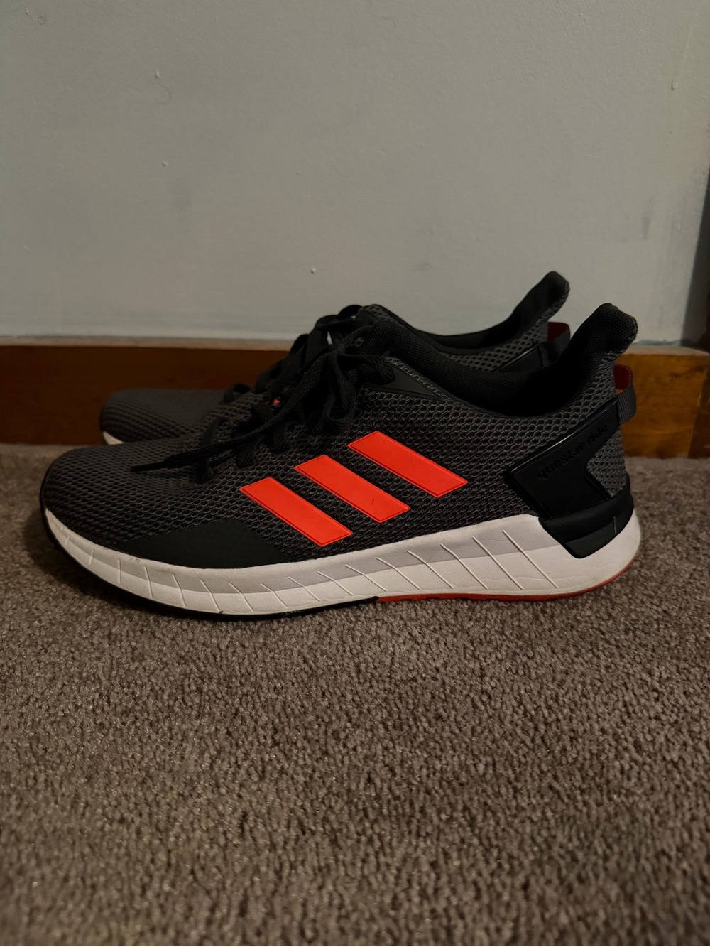 adidas charcoal Mesh Athletic Shoes with Orange Stripes